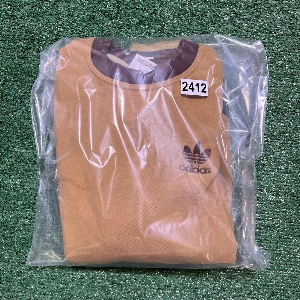 VTG 80s Adidas Originals Sweatshirt Mens Medium Brown Trefoil Logo Fleece